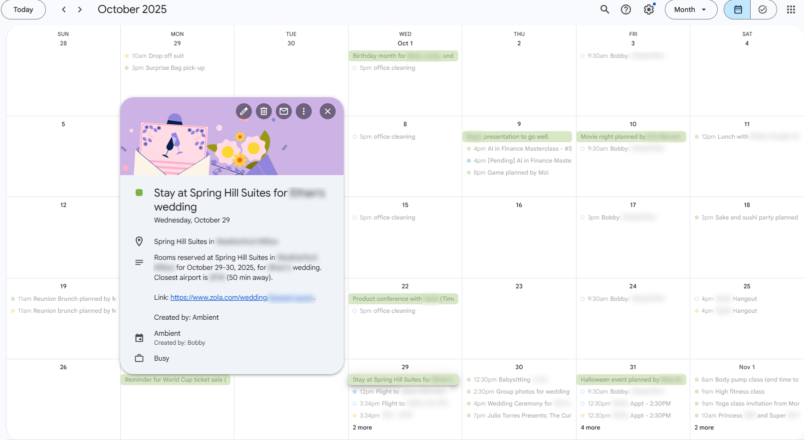 Weekly calendar with autoscheduler events